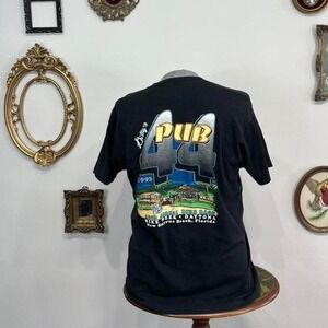 Vintage Black biker pub 44 Graphic Pocket T-Shirt – Men's XL Cotton Tee